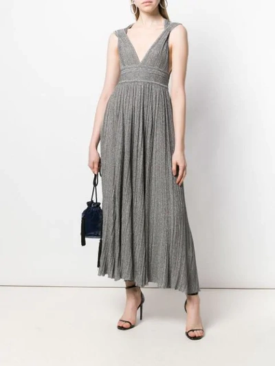 Shop Antonino Valenti V-neck Knitted Long Dress In Grey