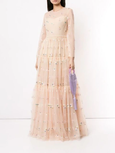 Shop Huishan Zhang Embellished Tulle Gown In Opal/multi