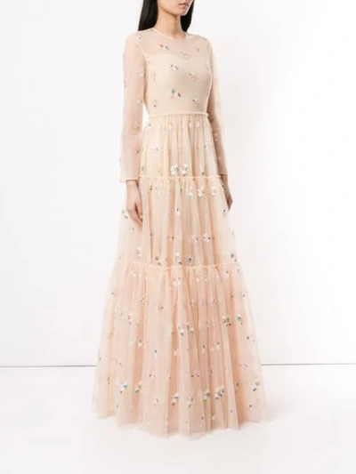 Shop Huishan Zhang Embellished Tulle Gown In Opal/multi