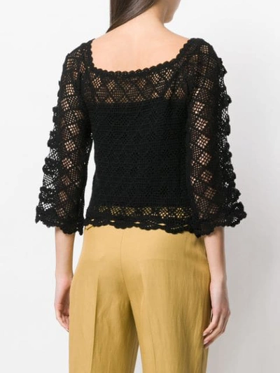 Shop Alberta Ferretti Sheer Knitted Blouse In Black