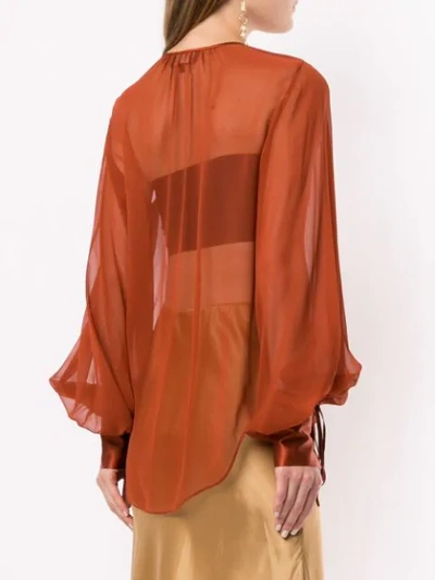 Shop Lee Mathews Semi-transparente Bluse In Orange