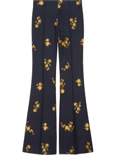 Shop Gucci Floral Fil Coupé Pant In Blue