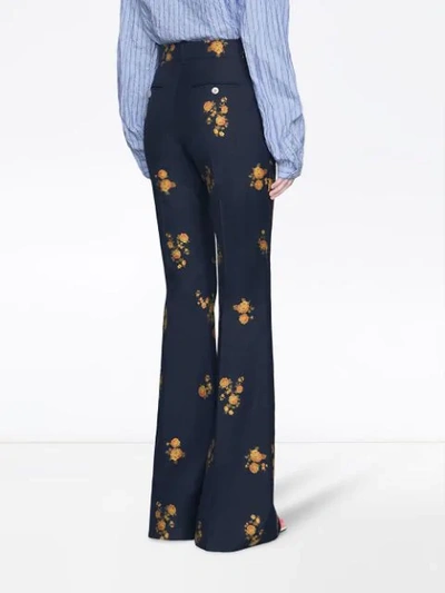 Shop Gucci Floral Fil Coupé Pant In Blue