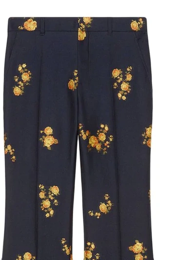 Shop Gucci Floral Fil Coupé Pant In Blue