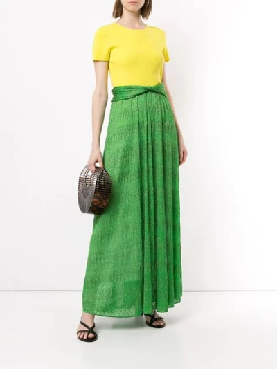 Shop Missoni Zigzag Lamé Long Skirt In Green