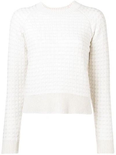 Shop Barrie Cashmere Waffle-effect Sweater In White