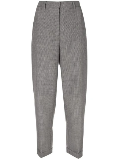 Shop Rochas Dogtooth Cropped Trousers In Grey