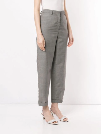 Shop Rochas Dogtooth Cropped Trousers In Grey