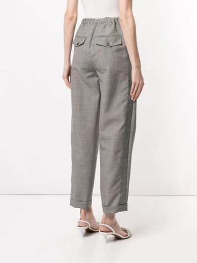 Shop Rochas Dogtooth Cropped Trousers In Grey