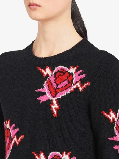 Shop Prada Rose Knitted Jumper - Black