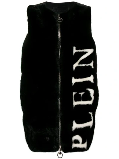 Shop Philipp Plein Padded Logo Gilet - Black