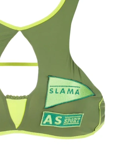 Shop Amir Slama Bikini Top With Patch In Green