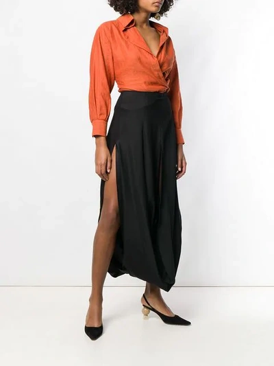 Shop Jacquemus Nahil Draped Skirt In Black