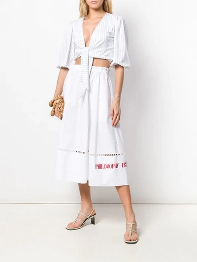Shop Philosophy Di Lorenzo Serafini Logo Embroidered Maxi Skirt In White