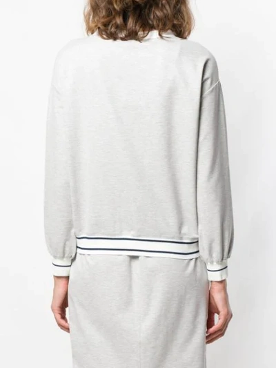 Shop Fabiana Filippi Striped Hem Sweatshirt In Grey