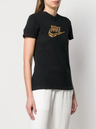 Shop Nike Leopard Print Logo T-shirt - Black