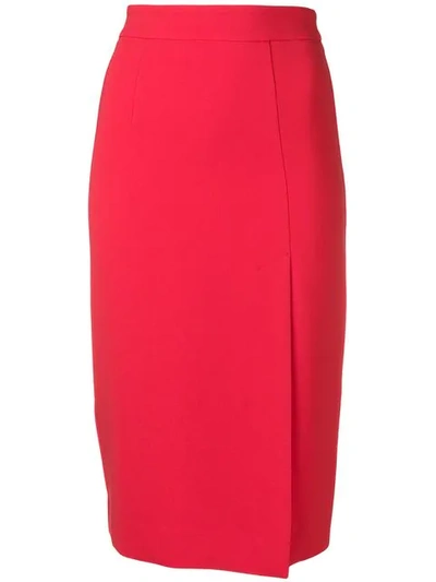 Shop P.a.r.o.s.h Fitted Midi Skirt In 009 Red