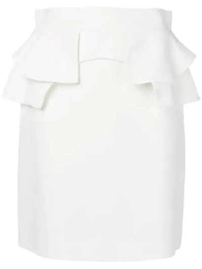 Shop Alexander Mcqueen Ruffle Trim Skirt In White