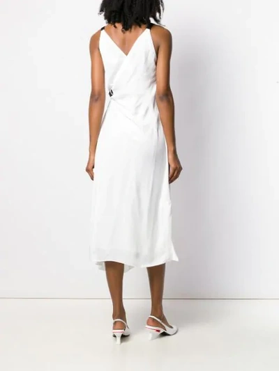 Shop Prada Feather Trim Midi Dress In White