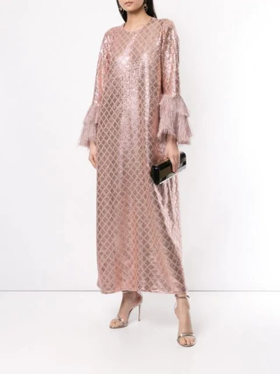 Shop Dima Ayad Sequin Embroidered Flared Dress In Pink