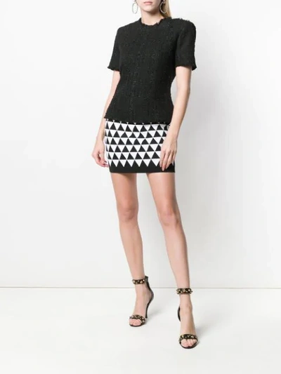 Shop Balmain Geometric-pattern Mini Skirt In Black