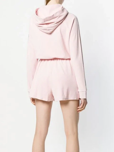 Shop Juicy Couture Swarovski Embellished Velour Romper In Pink