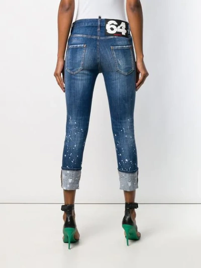 Shop Dsquared2 Distressed Turn Up Jeans In Blue