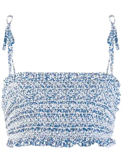 Shop Tory Burch Keepsake Smocked Crop Top - Blue