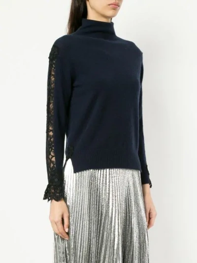Shop Onefifteen Lace Detail Top In Blue