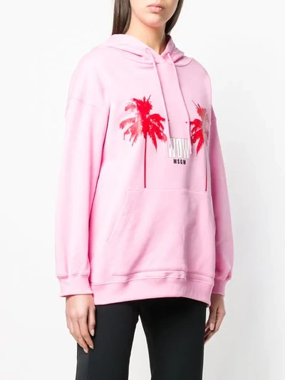 Shop Msgm Palm Tree Hoodie In Pink
