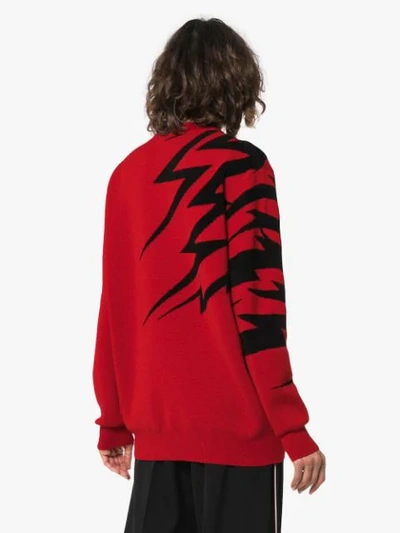 Shop Givenchy Flying Cat Jacquard Jumper In Red