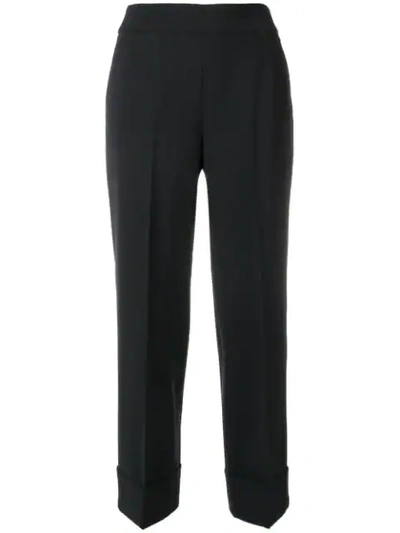 Shop Peserico Cropped Tailored Trousers - Black