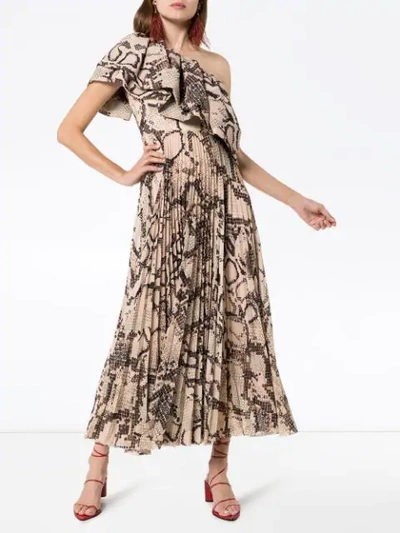 Shop Solace London Rosa Snakeskin-effect Maxi Dress In Brown