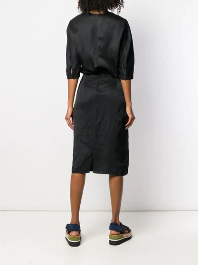 Shop Jil Sander Front Knot Pencil Dress In Black