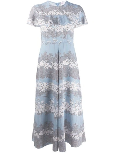 Shop Red Valentino Peony Print Dress In Blue