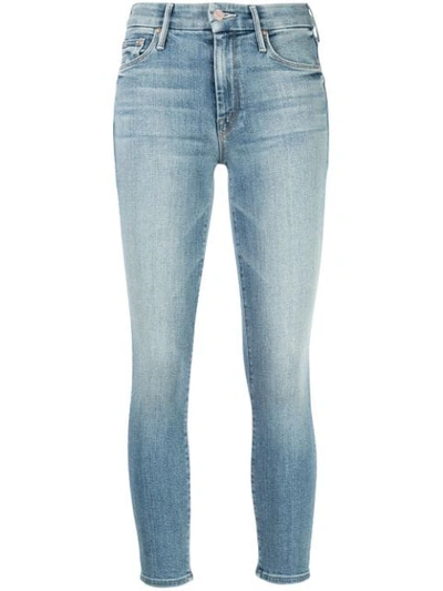 Shop Mother The Looker Cropped Jeans In Blue