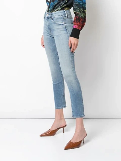 Shop Mother The Looker Cropped Jeans In Blue