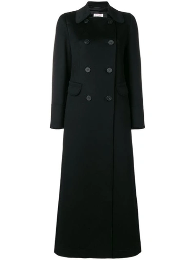 Shop Alberto Biani Long Double Breasted Coat In Black