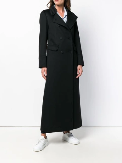 Shop Alberto Biani Long Double Breasted Coat In Black