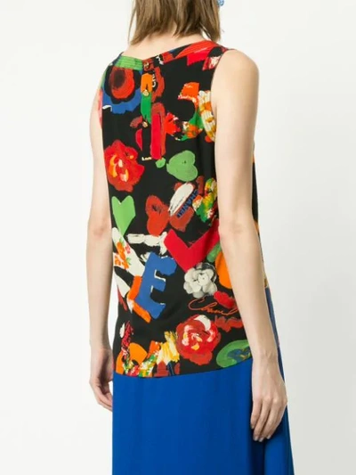 Pre-owned Chanel Artistic Print Sleeveless Top In Black