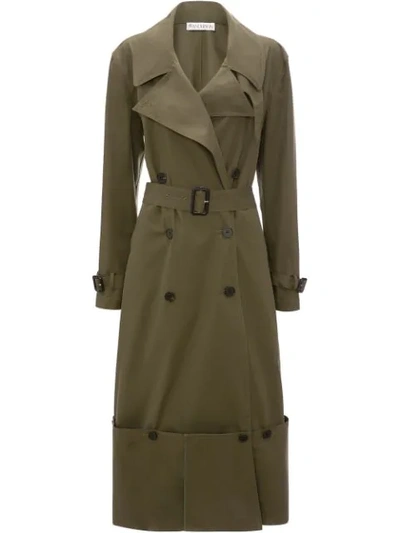 Shop Jw Anderson Fold-up Hem Trench Coat In Green