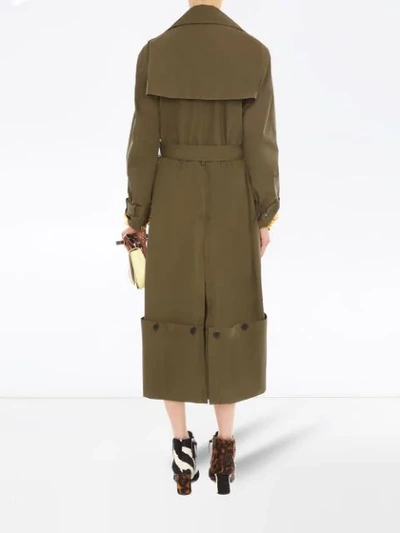 Shop Jw Anderson Fold-up Hem Trench Coat In Green