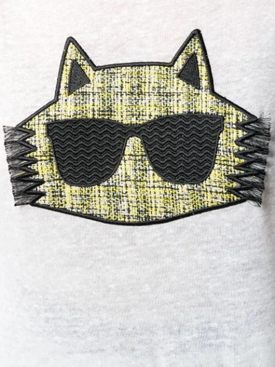 Shop Karl Lagerfeld Shades Cat Patch T-shirt In White