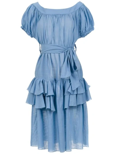 Shop Clube Bossa Ruffled Florenz Dress In Blue