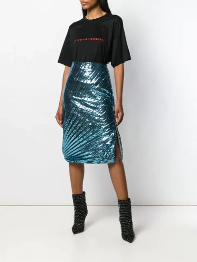 Shop Marco De Vincenzo Sequin Skirt In Blue