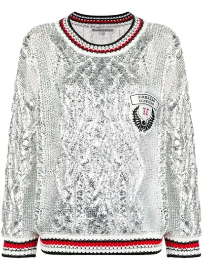 Shop Ermanno Scervino Oversized Metallic Jumper In Silver