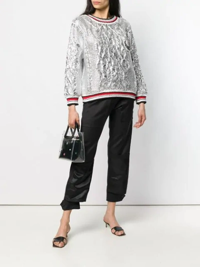 Shop Ermanno Scervino Oversized Metallic Jumper In Silver