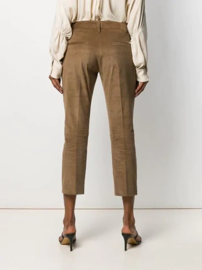 Shop Dsquared2 Plain Cropped Trousers In Brown