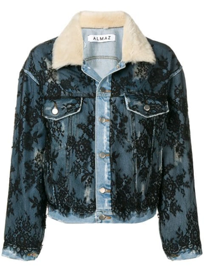 ALMAZ LACE OVERLAY DENIM JACKET - 蓝色