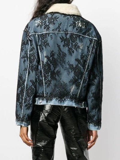 ALMAZ LACE OVERLAY DENIM JACKET - 蓝色